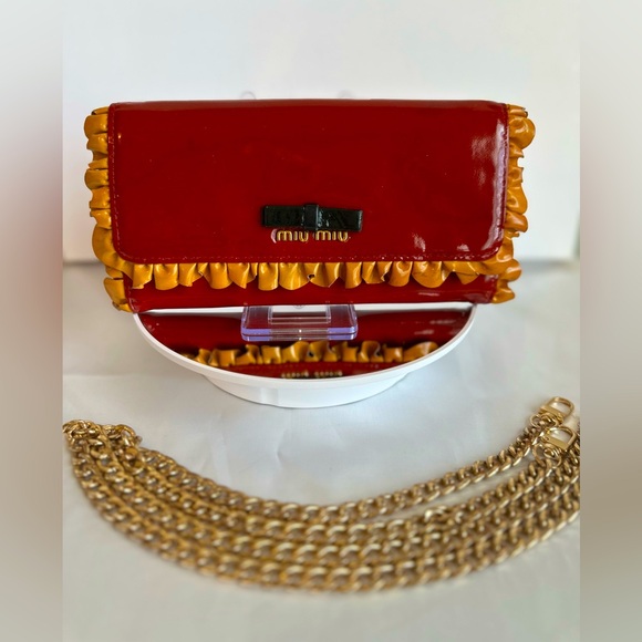 Miu Miu Handbags - Miu Miu Rare Patent Leather Ruffle Wallet on a chain